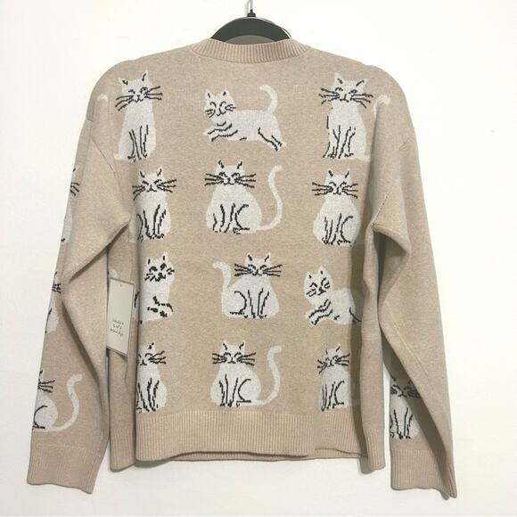 Anthropologie Sweater Cat Kitty Novelty Grandma Cozy Christmas Holiday NWT sz M - Picture 7 of 8